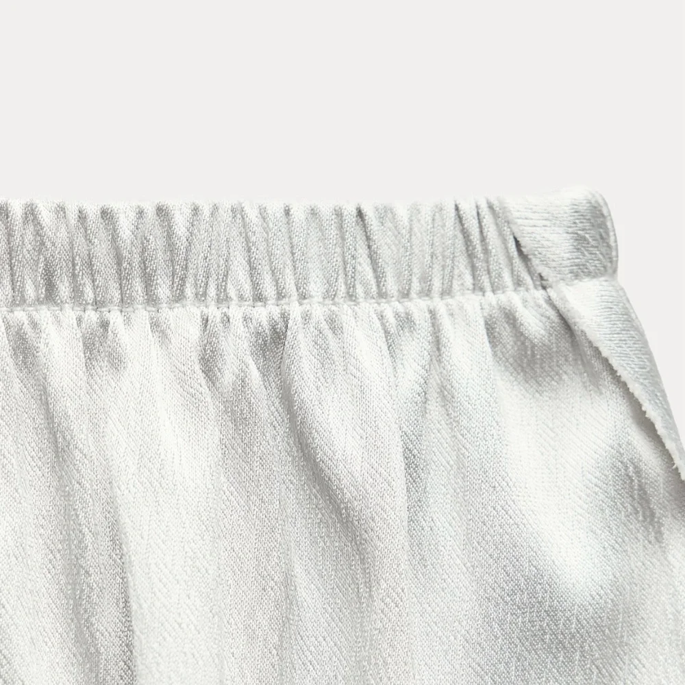 Zara SATIN EFFECT STRAIGHT LEG PANTS SILVER  size XS - Picture 6 of 17